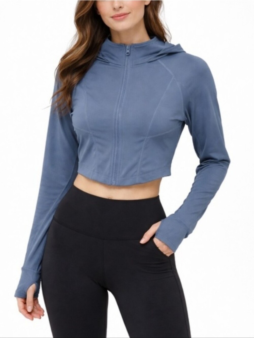 Women's gray zipper hoodie gold hinge